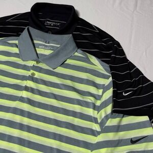 Lot Of 2 Nike Golf Polo Shirts Tour Performance Dri-Fit Striped Men's Size XL